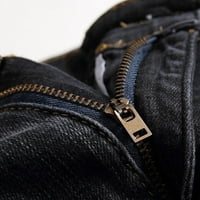 Jean pantalone za muškarce pune dužine tamno pranje gumb patentnih zatvarača, ležerne mršave jean pantalone