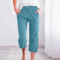 Olyvenn Moda Žene Ljetne casual Solid Boja elastične labave hlače Ravne široke noge pantalone sa džepom