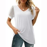 Žene ljetne vrhove Trendy Fashion Woman Causel Vintage Solid bluza Majica kratkih rukava Ljetni vrhovi
