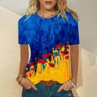 Olyvenn Rollback Fashies Ladies Bluza Retro Pejzaž Ispis Ljetne trendy Tuničke T majice za žene Slim