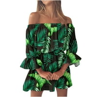 Paptzroi Ljetne haljine za žene plaža s ramena Tunika Ležerne prilike sa labavim fit zvonilom mini cvjetnom