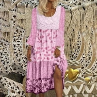 Steady Maxi haljine za žene ženska boemska cvjetna print maxi haljina dugih rukava okrugla vrat plaža