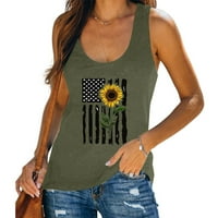 OAVQHLG3B Američka zastava Ležerni ljetni tenk za žene 4. srpnja odijelo za žene Ljeto bez rukava print
