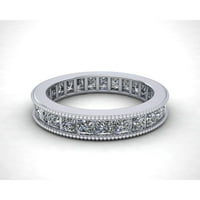 Prirodno 2,70ct Princess Cut Diamond Channel Set Milgrain Ženska godišnjica vjenčanja Vjenčanje večevske prsten od punog 10k bijelo zlato G-H I1