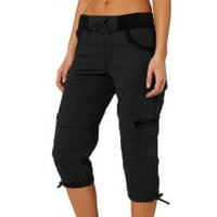 Ljetne žene Multi džepne pantalone na otvorenom casual sportove obrezane hlače kombinezone tanke labave kratke hlače Ženske kratke hlače crna l