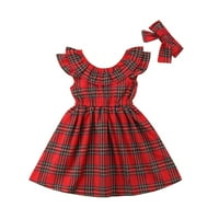 Lizxun Girls Moderan haljina Set Crvena ploča Dizajn struka Slatka glava Princess suknja