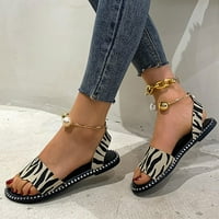 Sandale o klirensu, ljetne sandale Ženski ravni print Ležerne prilike otvorene nožne cipele sandale