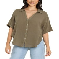 Sanviglor Womens majica s kratkim rukavima bluza s majicama dolje na vrhu nepravilne rublje tunika košulje
