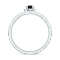 Pravi crni opal prsten sa moissine za žene - AAA kvalitet, srebrna srebra, US 9,50
