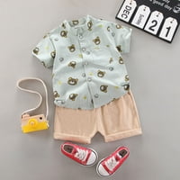 Baby Girl Boy Set Set Summer Kids Crtani gumb dolje majica + kratke hlače Plaža Set ljetne odjeće 2-