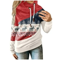 Žene Stylish Street Hip Hop Print Dugi rukav Božićni pulover Duks s kapuljačom Vrh