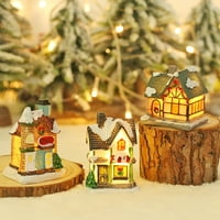 Kiskick europski stil snežni ukras - crtani dizajn, svečani blistavi mikro krajolik, glatki rubni rubni ukrasni ukras za dom
