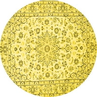 Ahgly Company u zatvorenom okruglom medaljon žutim tradicionalnim prostirkama površina, 5 'krug