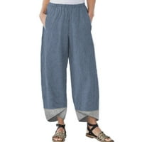 Ženska povremena pamučna posteljina solidna patchwork neregularne hlače sa labavim pantalonama