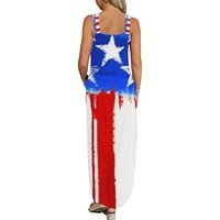 Stamzod Haljine za ženska kuća za odmor na plaži Ležerna američka zastava Labavi duga haljina kratki