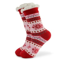 MySmile par ženske fleke paper čarape Termički ugodno nejasno sherpa božićne papučene čarape Ne-klizava
