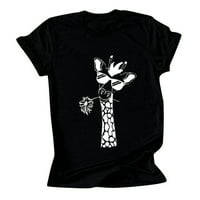 Yuwull Womens Grafičke majice, žene Ljetne vrhove Giraffe Print Short rukav Crew Crt Majica Plus Veličina