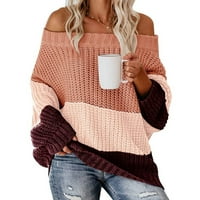 CETHRIO pulover džemperi za žene lagane casual carece zimske dugih rukava pletene ružičaste džempere