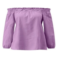 Niveer dame majica dugih rukava sa dugim rukavima s ramenom majica ruched tops purple color tunika bluza ljubičasta 3xl