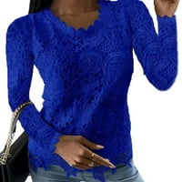 Žene nepravilno bluzi za blubu Ležerne prilike čipke Laice Loungewear pulover crni 4xl