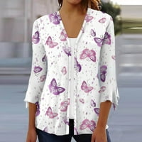 Feterrnal ženska bluza za bluzu za majicu za ispis rukav ležerni za odmor bazični gumb na vrhu bluze