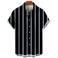 Jednostavna grafička košulja za muškarce Stripe Print Casual Muška košulja COLJA ovratnik kratki rukav