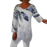 Dadaria ženski vrhovi Ležerne modne žene V-izrez dugih rukava majica jesenje tiskanje labavo bluza vrhova