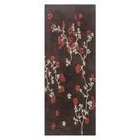 Rugsotički tepih ručno srušeno, cvjetna vunena tkanina podne površine za dnevnu sobu spavaću sobu, braon, 2'6''x10 '