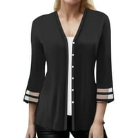 Mgoohoen Cardigan za žene Dressy Soft Drape Open Prednji ležerni labav dugme dugih rukava niz lagana cvjetna bluza za bluzu Crna XL džemper