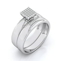 Obećajte prstenove za parove 1. TCW sterling srebrni prstenovi za bavljenje za parove, veliki parovi Jewelry Ženske veličine Muške veličine 12