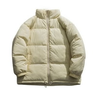 Ketyyh-CHN topli zimski kaputi za muškarce Čvrsta boja uzročni zimski topli zadebljani kaput bijeli, m