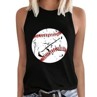 Žene Ljeto Ležerne prilike za bejzbol za bejzbol tiskani rezervoar Top bez rukava O-izrez prsluk vrhunska kamisole Dnevna odjeća