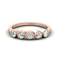 Dijamantni čvrsti zlatni prsten 14k ružičasti zlatni prstenovi, autentični fini nakit, poklon za nju,