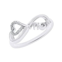 Okrugli 0. CTTW Prirodni dijamant Accent Infinity MOM prsten u 14k bijelo zlato preko sterlinga srebra-9.5