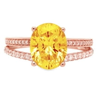 2.32ct ovalni rez žuti prirodni citrinski 18K ružičasti ružin zlato graviranje izjava bridalna godišnjica