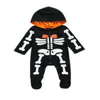 Douhoow Baby Boy Halloween Foot Rodper novorođenčad s kapuljačom s kapuljačom Print Dugim rukavima