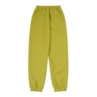 Ženske hlače obloženo slovo Ispis elastičnih struka Sporty Joggers Hlače sa džepovima Žuta veličina