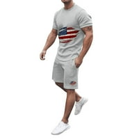 Muško odijelo Dan nezavisnosti Zastava Odštampani O-izrez kratki rukav i kratke hlače Ljetna modna pulover