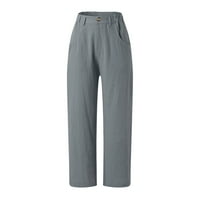 Ženske Y2K hlače Ležerne prilike pune boje džepova sa zatvaračem za elastičnu gumbu za pantalone dugih