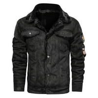 DTIDTPE jakna za jaknu Muškarci Jesen zimski vintage navratnik od solikih imitacija kožni kaput muški