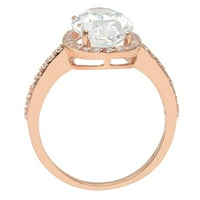 4. CT ovalni rez originalni kultivirani dijamant VS1-vs G-H 14K ruža Halo Gold Obećaj vjenčanja Izjava o venčanju Engagement Dizajnerska prstena Veličina 11