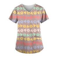 Bazyrey ženska bluza Ženski personalizirani print kratkih rukava V-izrez V-izrez Radne majice Multicolor
