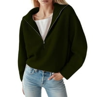 Ženski vrhovi čvrsti boja patentni zatvarač V Pleteni džemper