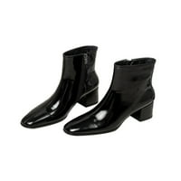 Crocowalk dame blok potpetice Bootie Chunky Heel gležnjače kvadratne plijene za pokretanje cipele za cipele Ležerne prilike, crna crna 8.5