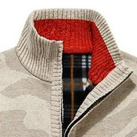 Dukseri za muškarce Cardigan Otvoreno Prednja kratka dukserica Klasična ravnica Pleteni džemper Zip up lagan vučni pulover Hoodie Bež L