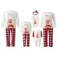 Porodični božićni pidžami Podudarni setovi s dugim rukavima Elk Print Tops Hlače za odrasle Djeca Dječji