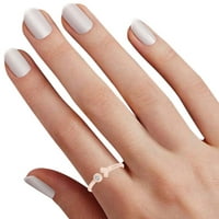 Okrugli bijeli prirodni dijamantni zaručnički prsten 14K čvrstog ruža zlatna prstena veličine-10