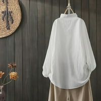 Ženska majica Casual Solid V-izrez obična košulja dugi rukav džepni gumb vrhovi pokloni za žene