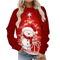 HOMCHY WOGE vrhovi žene božićni trend modni casual labav dugi rukavi gornji džemperi