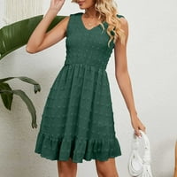 Lovskoo Ženske ljetne haljine V Dress Crt Solid Boja Udobna labava kućna noćna haljina Green